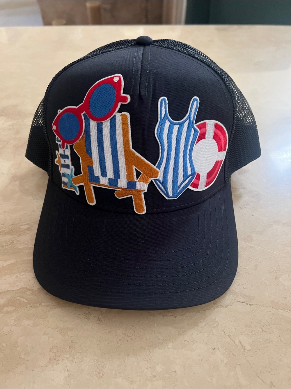 OTTO Trucker Hat with Colorful Beach Patches